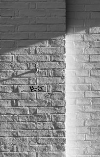 灰阶砖墙，砖，墙，路径，走道，灯，路面，人行道