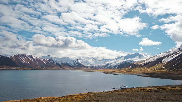 云、日光、湖泊、风景、山、自然、户外、风景