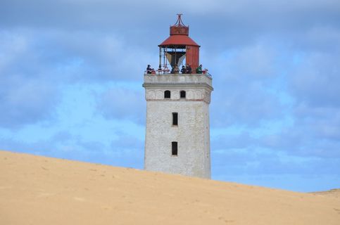 rubjerg，日德兰群岛，丹麦，灯塔，海洋，海滩，沙丘，云