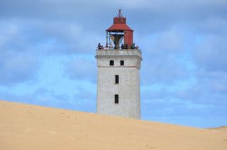 rubjerg，日德兰群岛，丹麦，灯塔，海洋，海滩，沙丘，云