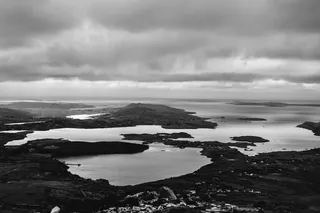 爱尔兰，戈尔韦，山脉，丘陵，景观，阴影，绿色，海岸