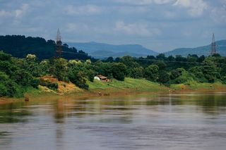 印度，曼德拉，绿色，绿色，河流，河岸，塔，风景