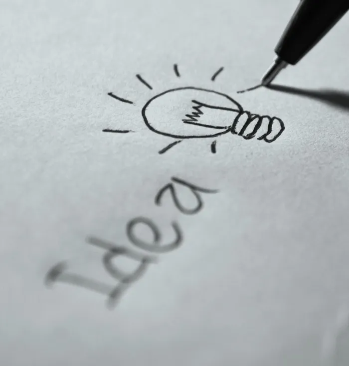 灯泡插图、创意、写作、计划、符号、笔、视觉、创意