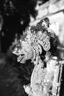 雕像，巴厘岛，印度尼西亚，石头，黑白，文化，遗产，单色摄影