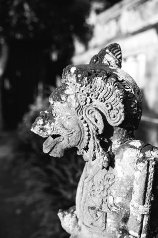 雕像，巴厘岛，印度尼西亚，石头，黑白，文化，遗产，单色摄影