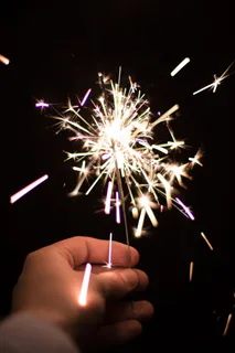 烟花，火花，火花，新年，2017，2018，手，自然