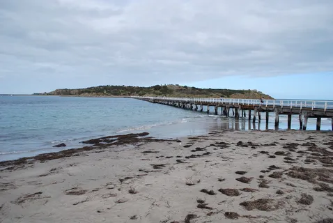澳大利亚，维克多港，海港，木板路，南澳大利亚，海滩，码头，天空