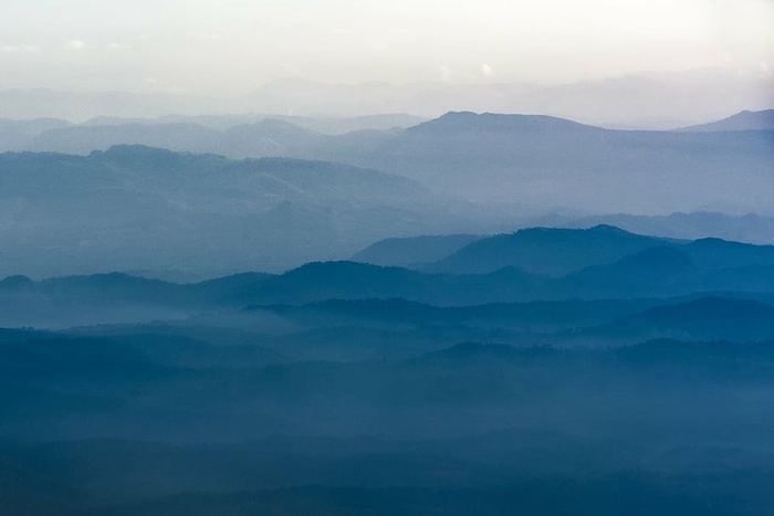 远处，照片，山，自然，风景，雾，云，顶视图