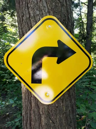 箭头、右侧、转弯、符号、标志、板、黄色、黑色