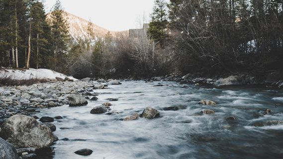 美国, 弗里斯科, 科罗拉多州, 春天, 长时间曝光, 岩石, 水, 溪