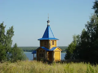 教堂、海滩、景观、卡马河、坡姆边疆区、奥汉斯克河、卡马河岸