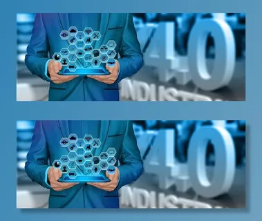 个人，持有，全息图应用，行业，商人，男子，西装，行业4