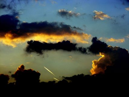 日落，太阳，云，黄昏，天空，太阳，云，红，剪影