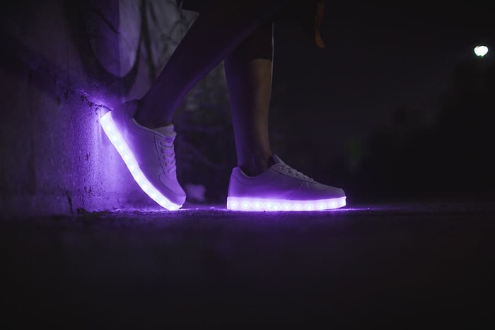 光，夜，脚，暗，模糊，特写，夜晚，焦点