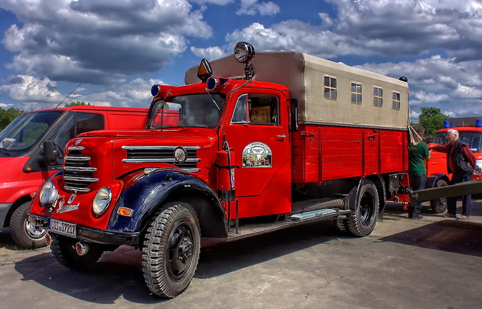 Oldtimer、Fire、Hdr、red、land Vehicle、transportation、car、truck