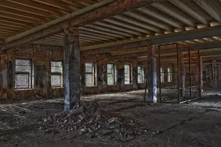 建筑、废弃、旧、建筑、仓库、空、砖、脏