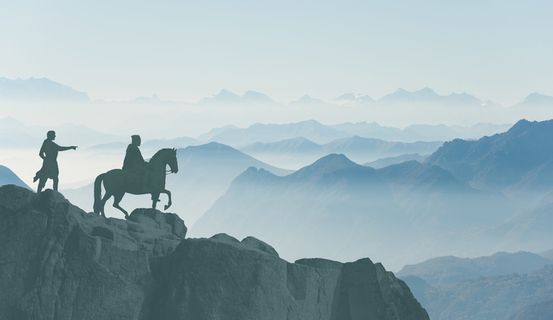 剪影,骑手,山,全景,中世纪,战役,到,马 剪影,骑手,山,全景,中世纪,战役,到,马