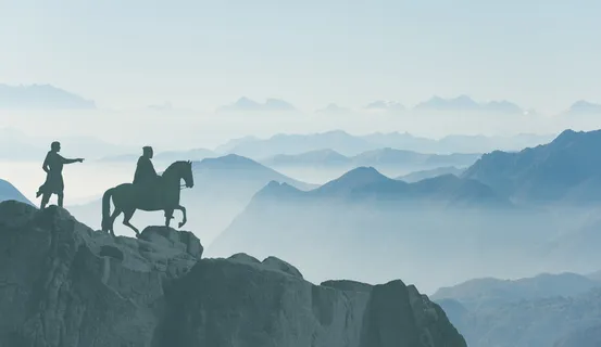 剪影,骑手,山,全景,中世纪,战役,到,马 剪影,骑手,山,全景,中世纪,战役,到,马