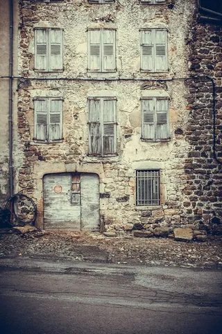 旧的，房子，街道，红色，棕色，金属，石头，年代