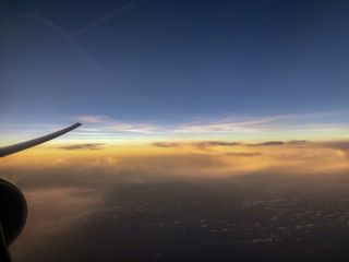 天空，飞行器，云天，飞机，日落，飞行，交通，自然之美