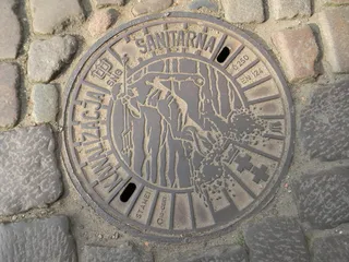 沙井、下水道、道路、格但斯克、建筑、无人、特写、历史