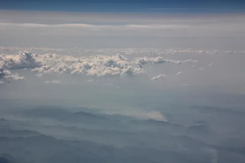 云，山，天空，白色，概述，自然，飞机，蓝色