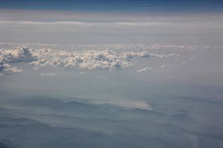 云，山，天空，白色，概述，自然，飞机，蓝色