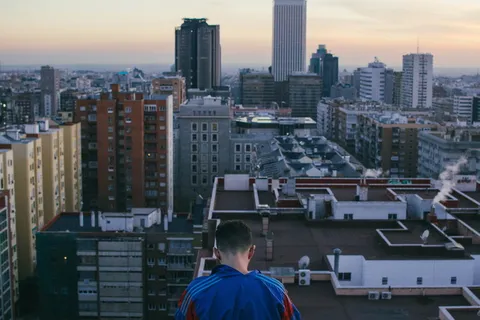 马德里，西班牙，城市景观，反射，屋顶，世界，思考，日落