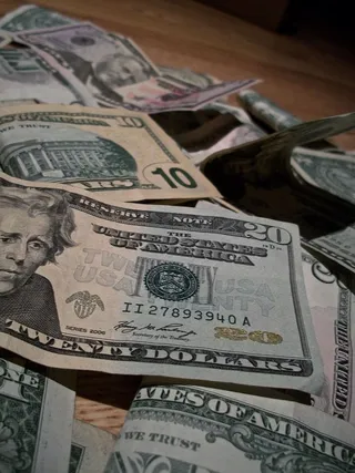 各种面额美元钞票货币现金美元美元美元