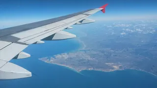 陆地，飞机，半岛，机翼，飞行，视图，飞机机翼，飞机