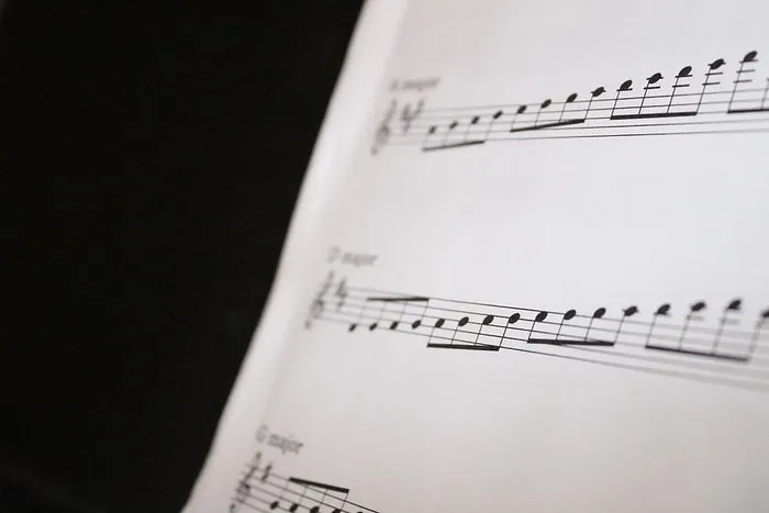 音乐，黑白，音阶，音符，乐谱，乐谱，音符，纸张