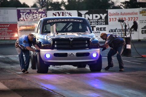 柴油、阻力、赛车、卡车、车队、夜间、光环、赛道