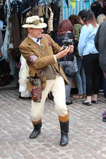 男，手持，黑色，单反相机，蒸汽朋克，蒸汽朋克，蒸汽朋克，蒸汽