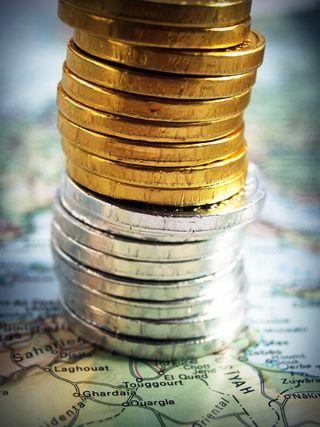 硬币，黄金，现金，孤立，塔，经济，利率，业务