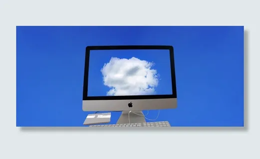 银色imac、显示器、显示、云、云、苹果、云计算、数据存储