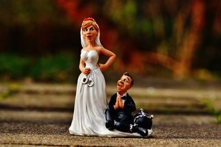 新娘和新郎，手铐，脚镯，结婚，婚礼，结婚，新郎，新娘