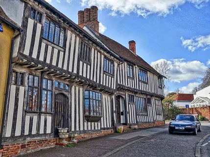 lavenham, 半木结构, 房子, 中世纪, 立面, 建设, 传统的, 年份