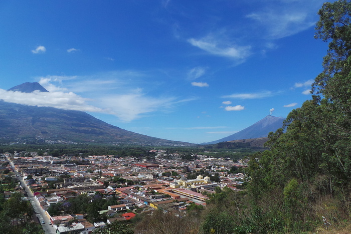 水火山，活火山，安提瓜，危地马拉，山，自然，风景，建筑