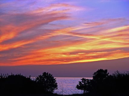 日落，大海，海洋，太阳，阿本斯汀芒，紫色，红色，黄色