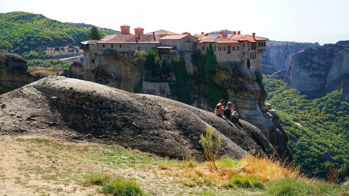 meteora，希腊，修道院，岩石，壮观，希腊，固体，自然