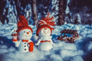 雪人，天使，有趣，身材，有趣，快乐，帽子，雪脸