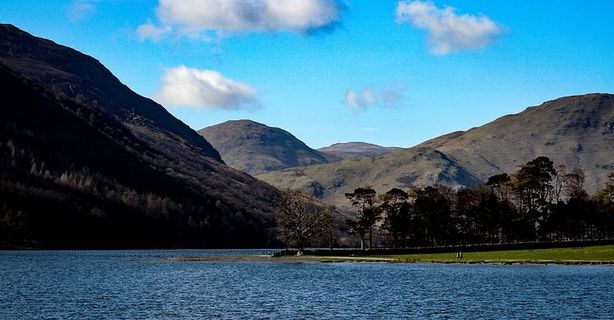 风景，自然，水，树，湖，山，户外，平静