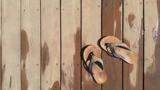 双人，棕色，人字拖，拖鞋，码头，度假，空闲，放松