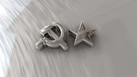 闪光、星星、镰刀、锤子、室内、无人、金属、特写