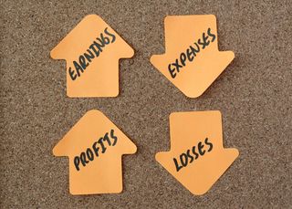 四、收入、费用、利润、亏损卡、账户、箭头、银行