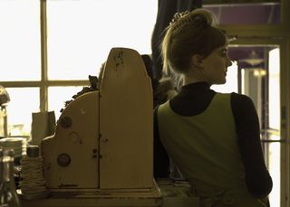 妇女, 餐厅, 收银机, 黄色, 咖啡厅, 纽约城, 一个人