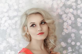 女士，站立，正面，博克效应墙，时尚，可爱，女孩，年轻