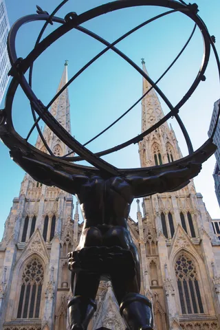 纽约第五大道，雕像，建筑，尖塔，尖塔，建筑，塔楼