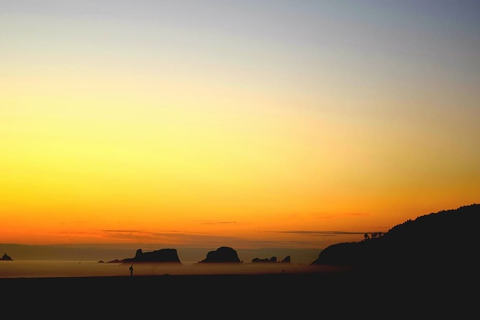 剪影，山脉，照片，山脉，金色，小时，日落，海洋