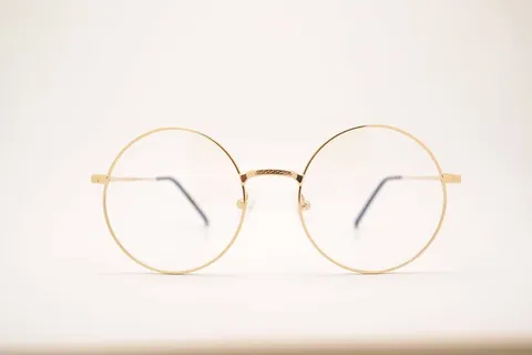 圆形金色，镶框，眼镜，眼镜，福禄克天使疗法，眼镜，玻璃，金色，破碎